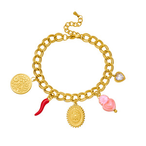 Fashion Charm Bracelet Gold Plated Zinc Alloy Heart Chili Pepper Pendant Unisex Jewelry B1823 - Product Image 5