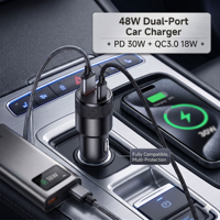 Vente en gros de chargeurs de voiture USB type C 48W à double port PD QC, adaptateur de charge rapide, mini chargeur de voiture pour iPhone Samsung Android iPad