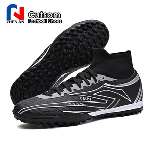 Venta al por mayor de fábrica: Zapatillas de fútbol personalizadas transpirables de caña alta TF con tacos, ideales para entrenamiento y partido, esenciales para aficionados. - Product Image 6