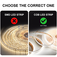 Guirlandes lumineuses COB super lumineuses, largeur 8 mm, 320D haute densité, DC24V basse tension, bande LED flexible, certifiée CE, bandes lumineuses intelligentes