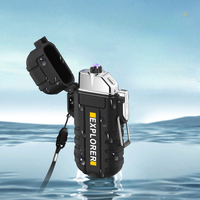 Nouveau briquet de camping étanche extérieur électronique USB chargeant Double arc lampe de poche Mini briquets