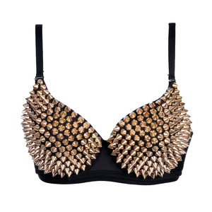 <span class=keywords><strong>Soutien</strong></span>-<span class=keywords><strong>gorge</strong></span> push-up sexy en maille grise métallique avec rivets, style clubbing Gaga, pour femmes, lingerie punk - Product Image 4