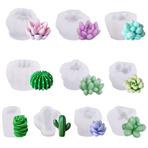 Moule en silicone 3D en forme de fleur succulente, polyvalent, facile à démonter, qualité alimentaire, résistant au four, écologique, pour bougies, diffuseurs d'arômes, gâteaux - Product Image 1