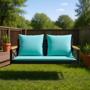 Banc balançoire de patio pour 2 personnes en rotin PE, mobilier d'extérieur au design contemporain avec coussin imperméable - Product Image 2