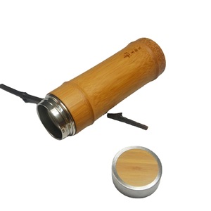 Bamboo <b>Thermos</b> Cup Stainless Steel Inner 500ml Travel Insulated For <b>Tea</b> And Water All Gender Use - Product Image 5