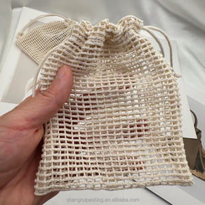 Bolsas de <span class=keywords><strong>malla</strong></span> de algodón reutilizables orgánicas de primera calidad para jabón hecho a mano, bolsas de <span class=keywords><strong>malla</strong></span> lavables con velas para verduras con cordón - Product Image 4