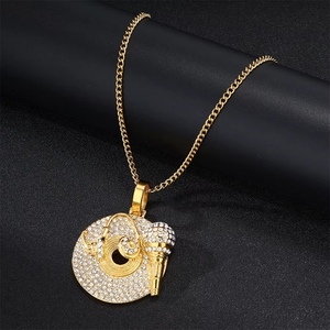 Collana con Ciondolo Musicale e Cantante in Ottone con Zirconi 3A, Gioielli <span class=keywords><strong>Hip</strong></span> <span class=keywords><strong>Hop</strong></span> per Uomo, Qualità Premium per Anniversari e Feste - Product Image 4