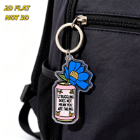 Berjuang Tidak Berarti Anda Gagal Gantungan Kunci Akrilik Motivasi Desain Bunga Biru dalam Kaleng untuk Tas, Kunci & Ransel