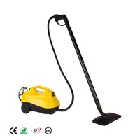 Nettoyeur Vapeur à Roues Multifonction Tendance avec Rangement Intégré des Câbles, Poignée, Réservoir 1,5L, Double Tube d'Extension et Kit Serpillère