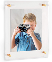 Cadre photo flottant moderne en acrylique avec support mural doré, double panneau, pour affichage de photos, taille et design personnalisés
