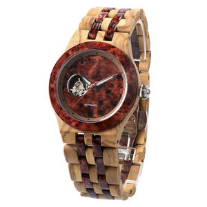 Montre en bois avec boîtier en céramique pour homme, mouvement mécanique automatique squelette Seagull pour homme, montres mécaniques - Product Image 6
