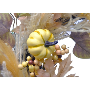 <b>Artificial</b> Autumn Pumpkin Wreath Decorative Door Hanging Floral Swag with Eucalyptus Leaves for Home Fall Harvest Decor - Product Image 2
