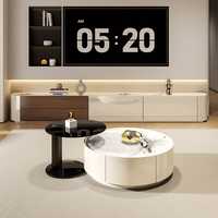 Ensemble meuble TV et table basse GECKO D068, style moderne luxueux, plateau en pierre frittée brillante, panneau MDF, élégant mobilier de salon