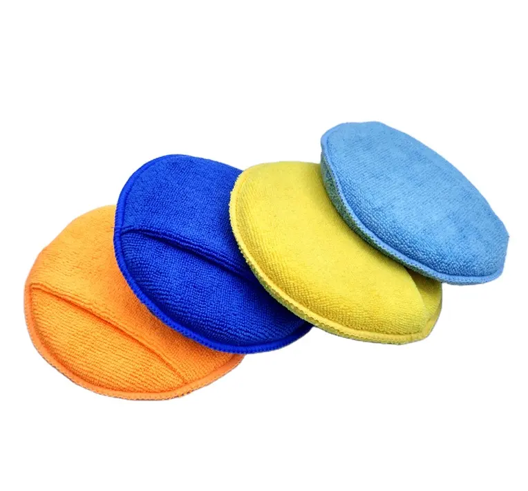 5 Inch Microfiber Wax Applicator Ronde Spons Wax Polish Applicator Reinigingspads Schuimspons Met Vingerzak, Microfiber