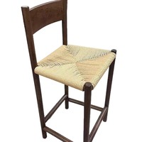 Massiver Ulmenholz-Barhocker mit Vintage-Rückenlehne für Gewerbliche Nutzung in Kaffee- und Milchtee-Läden, Rustikales Mid-Century-Design