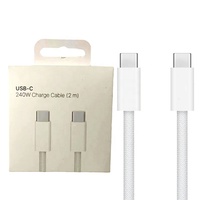 Kabel Data Pengisian Cepat USB-C ke USB-C Tipe C PD 240W dengan Logo Custom, Nylon Braided, 1M 2M 2Mts