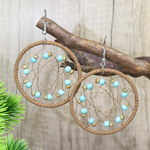 Popular Boho Vintage mujer fantasía malla trenzada aro turquesa pendientes Bohemia boda fiesta hecho a mano étnico indio egipcio - Product Image 4