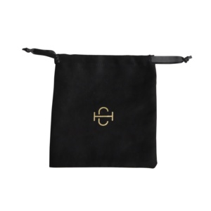 Luxury Small Black Microfiber Suede Drawstring Pouch with Gold Foil logo for Jewelry Gift Cosmetic Accessories Packing <b>Dust</b> <b>Bag</b> - Product Image 5