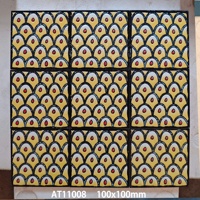 Carreaux de céramique mats à motifs floraux 100x100, carreaux muraux vintage en porcelaine marocaine encaustique