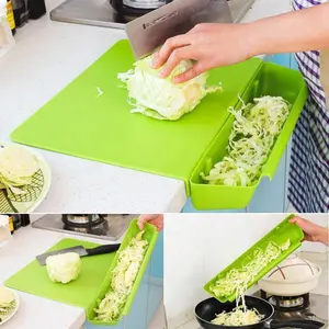 Planche à découper de cuisine créative 2 en 1, blocs à découper pliables, planche à découper en plastique épaississante et antidérapante avec panier de rangement