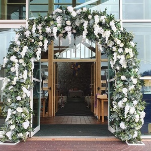 Wedding Arch Flower Garland Pink Rose Row <strong>Fuchsine</strong> Flower Arrangement Wedding Backdrop Artificial Hanging Wedding Flower Arch - Product Image 5