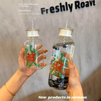 Nouvelle tasse à paille pour femme, grande capacité, en verre transparent de haute qualité, portable, résistante aux hautes températures, aux couleurs éclatantes