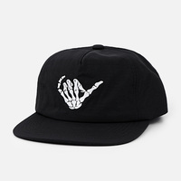 Casquette Ripstop personnalisable, ajustable, 5 panneaux, imperméable, non structurée, en nylon, avec fermeture snapback, logo brodé, noire, à visière plate