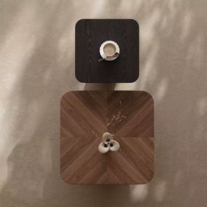 Table basse moderne italienne luxueuse en noyer carré minimaliste Design simple pour <span class=keywords><strong>petit</strong></span> salon chambre maison Designer <span class=keywords><strong>TV</strong></span> - Product Image 4