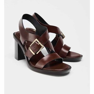 Sandali comodi <span class=keywords><strong>scarpe</strong></span> da donna <span class=keywords><strong>scarpe</strong></span> da donna <span class=keywords><strong>grigio</strong></span> marrone cinturino alla caviglia <span class=keywords><strong>tacco</strong></span> spesso sandali in pelle <span class=keywords><strong>tacco</strong></span> alto - Product Image 2