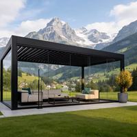 Pérgola de Aluminio Estilo Rústico con Techo de Tela Oxford, Gazebo Plegable Portátil e Impermeable para Exteriores, Ideal para Picnic y Camping