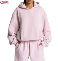 Sweat-shirt oversize en coton 100% avec logo personnalisé, coutures contrastées, patchwork, coupe ample, design décontracté, sweat-shirt à capuche court pour femmes et hommes