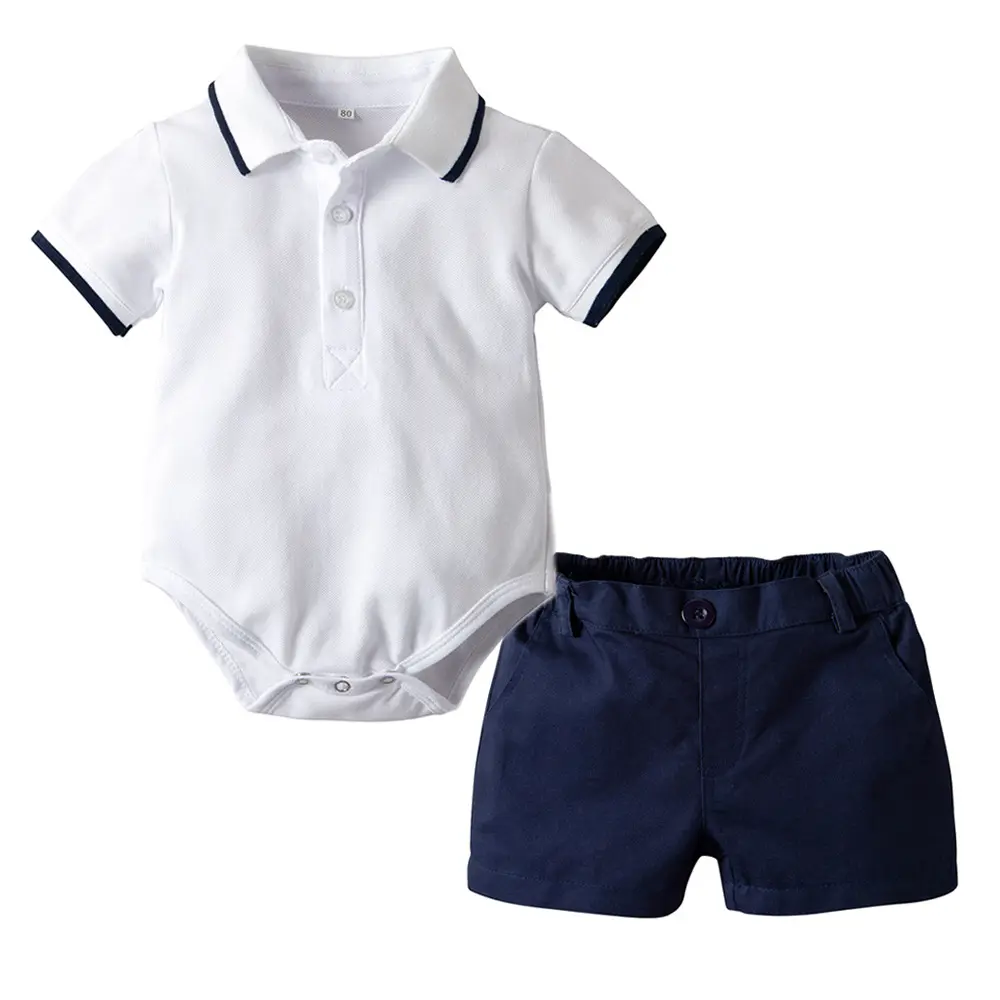 Newborn baby boy suit baby lapel cotton romper+shorts suit children's clothing wholesale
