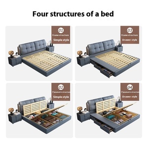 أثاث غرفة نوم حديث بسعر الجملة مخصص للنوم بإطار خشبي إطار خشبي إطار مفروشات من الجلد - Product Image 5