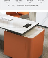 Bureau d'angle moderne de luxe, bureau avec plateau en pierre, bureau d'écriture minimaliste, grand bureau informatique de direction pour le bureau