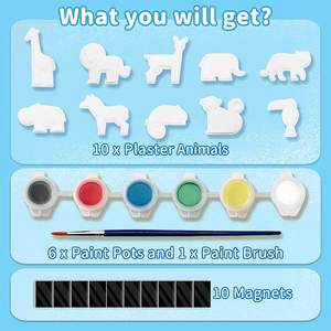 创意DIY动物绘画小雕像套装儿童3 + 27件工艺品陶瓷绘画彩色动物 - Product Image 4