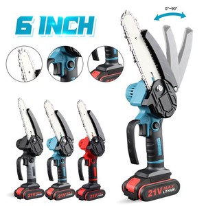 Mini tronçonneuse électrique portable de 6 pouces, 21V, rechargeable, à batterie lithium-ion, scie à main pour jardinage, abattage et élagage du bois - Product Image 1