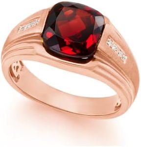 Cincin Pria 1CT Emas Padat 10K dengan Garnet Custom dan Moissanite untuk Pertunangan, Pernikahan, atau Hadiah Ulang Tahun untuknya - Product Image 5