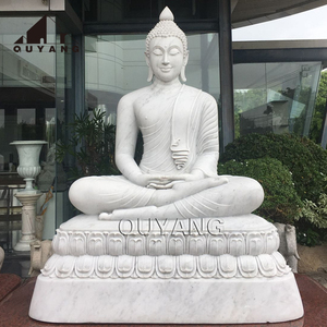 Sculpture religieuse bouddhiste de jardin extérieur QUYANG, sculpture en <span class=keywords><strong>pierre</strong></span> blanche, statue de Bouddha grandeur nature en marbre - Product Image 6