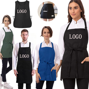 Thêm Logo Có Thể Điều Chỉnh Thiết Kế Salon Không Thấm Nước Polyester Màu Tinh Khiết Màu Đen Nấu Ăn Thực Phẩm Người Đàn Ông Phụ Nữ Vườn Bib Đầu Bếp Nửa Nhà Bếp Tạp Dề - Product Image 1