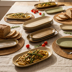 Plato Ovalado de Cerámica Rústica Estilo Natural, Hecho a Mano, Texturizado, para Servir Bistec, Pan, Ensalada, para el Hogar y la Cocina - Product Image 6