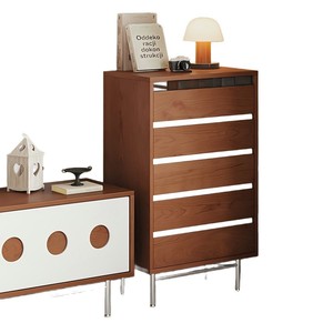 Retro Solid Wood Five Drawer <b>Chest</b> <b>Storage</b> Cabinet For Living Room Bedroom Entryway - Product Image 4