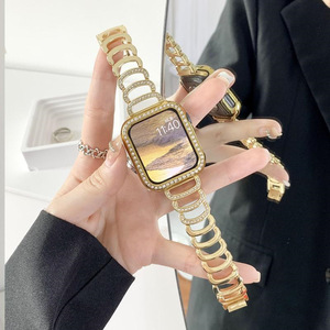 Girly bracciale <span class=keywords><strong>C</strong></span> a forma di diamante cinturino per iwatch <span class=keywords><strong>serie</strong></span> 10 9 8 7 di lusso in acciaio inox cinturino e cassa - Product Image 1