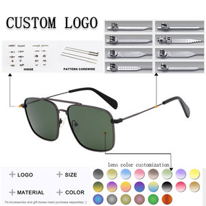 Rectangle Sunglasses Metal Frame Full Rim Dark Gray Lenses 100% UV Protection Unisex Adult Outdoor Activities - Product Image 2
