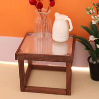 Modèle miniature Table à thé moderne Mini modèle Table en noyer noir transparent 1:12 maison de poupée