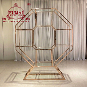Wedding Event Decoration Modern Fashion Freestanding Steel Glass Wine Rack with Bar Back Components - Product Image 5