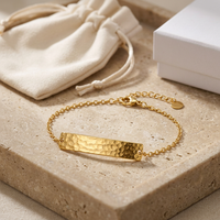 Bracelet ajustable en plaque martelée personnalisée, chaîne jonc, bijoux de mode