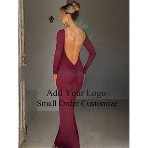 Abito da Festa di Alta Qualità in Raso Elasticizzato <span class=keywords><strong>con</strong></span> <span class=keywords><strong>Spacco</strong></span> Laterale, <span class=keywords><strong>Monospalla</strong></span> e Manica Lunga - Product Image 5