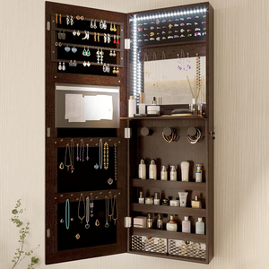 Miroir mural de pleine longueur, armoire <span class=keywords><strong>à</strong></span> bijoux avec lumières, rangement pour organiser les bijoux, meubles de maison, armoire <span class=keywords><strong>à</strong></span> miroir en bois MDF - Product Image 5