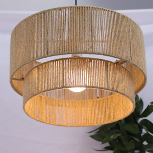 Lampada da Soffitto Semi-Incasso Stile Boho Farmhouse Joyinled, Doppio Strato 17.7\", <span class=keywords><strong>Paralume</strong></span> <span class=keywords><strong>in</strong></span> <span class=keywords><strong>Corda</strong></span> di Canapa Naturale per Interni - Product Image 2