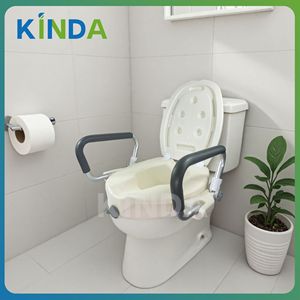 Asiento de inodoro con manijas de agarre antideslizantes, montado en la pared para apoyo de personas mayores - Product Image 3